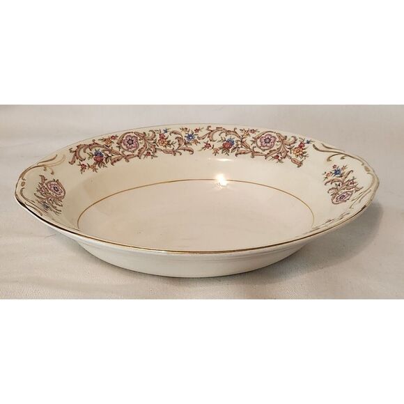 Crown Potteries Co. Floral Vintage USA Made Oval Bowl‎ 4 42 - Picture 1 of 8